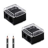 2 Stück Makeup Sharpener Anspitzer, Kosmetikspitzer, Spitzer für Kajalstifte - Universal Anspitzer für Augenbrauenstift, Lippenkonturenstift, Eyeliner, Präzisionsklingen, Handlich für Unterwegs