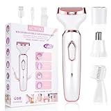 ACWOO Elektrischer Rasierer für Frauen, 4-In-1 Elektrischer Damenrasierer, Schmerzfreier Intimrasierer für Frauen, Haartrimmer für Gesicht Nase Achseln Intimbereich Bikinizone, USB-Aufladung