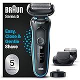 Braun Series 5 Elektrorasierer mit EasyClick Barttrimmer Aufsatz, Rasierer Herren Elektrisch Ladestation, EasyClean, Wet & Dry, Geschenk Mann, Made in Germany, 51-M4500cs, mintgrün