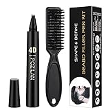 Beard Pencil Filler For Men with Bristle Beard Brush, Water Proof Micro-Fork Tip Beard Pen - Long Lasting, Natural Looking Barber Pencil Mustache Kit for Men Beard, Moustache, Eyebrows