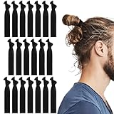 Teaaha Haargummi Herren 20 Stk. Geknotete Haarbänder - Schwarze Elastische Haarband für Männer, Sport Haarband, Keine Schäden, Dicke Band, Kein Falten, Perfect Hair Band Men (Schwarz)